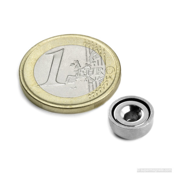 Magnete con base in acciaio con foro svasato Ø 10 mm