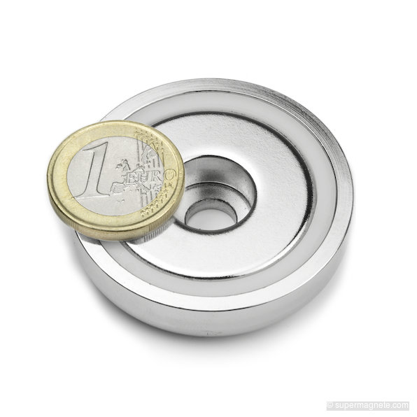 Topfmagnet mit zylindrischer Bohrung